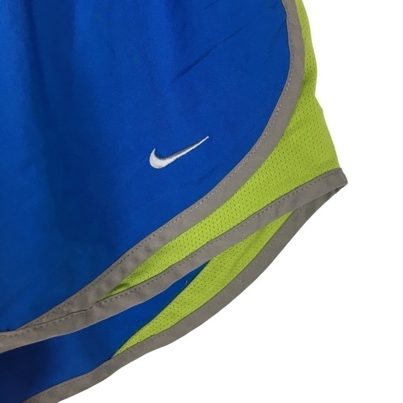 NIKE Women Running Shorts Dri-Fit Blue Green Grey White Swoosh Mesh Size XS - Picture 2 of 11